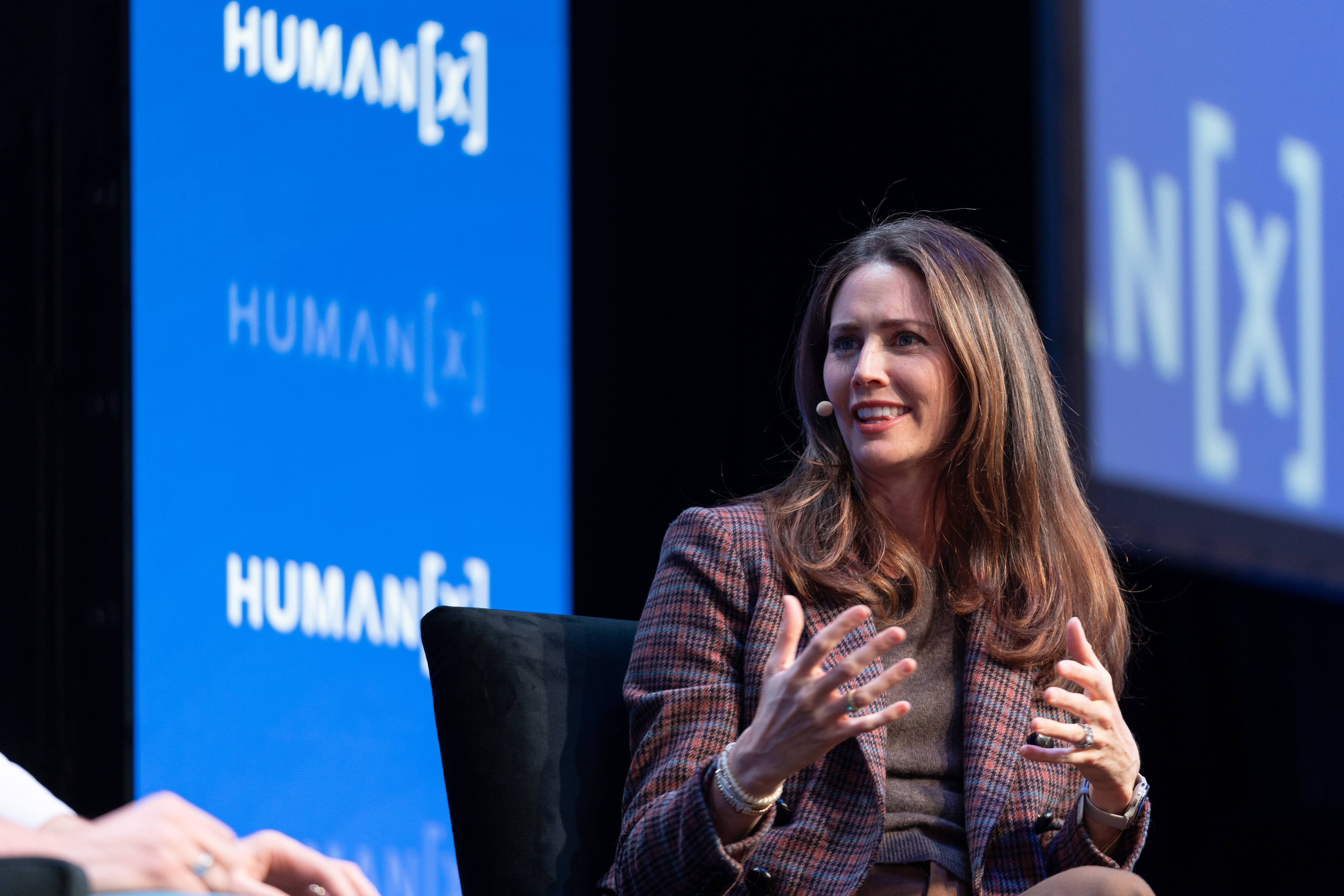 Kate Rooney hosts a panel on HumanX's main stage in 2025